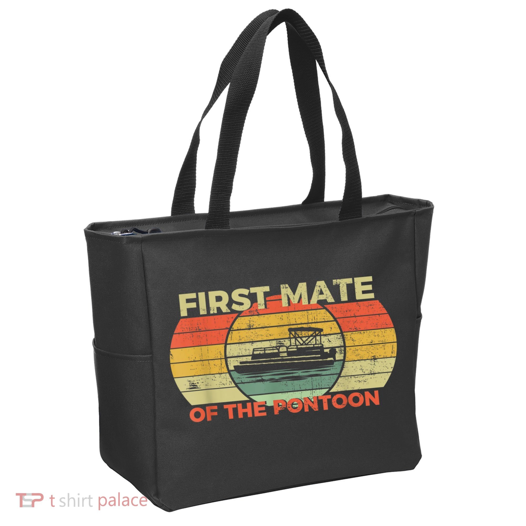 Retro First Mate Pontoon Captain Boat Boating Pontooning Tote Bag