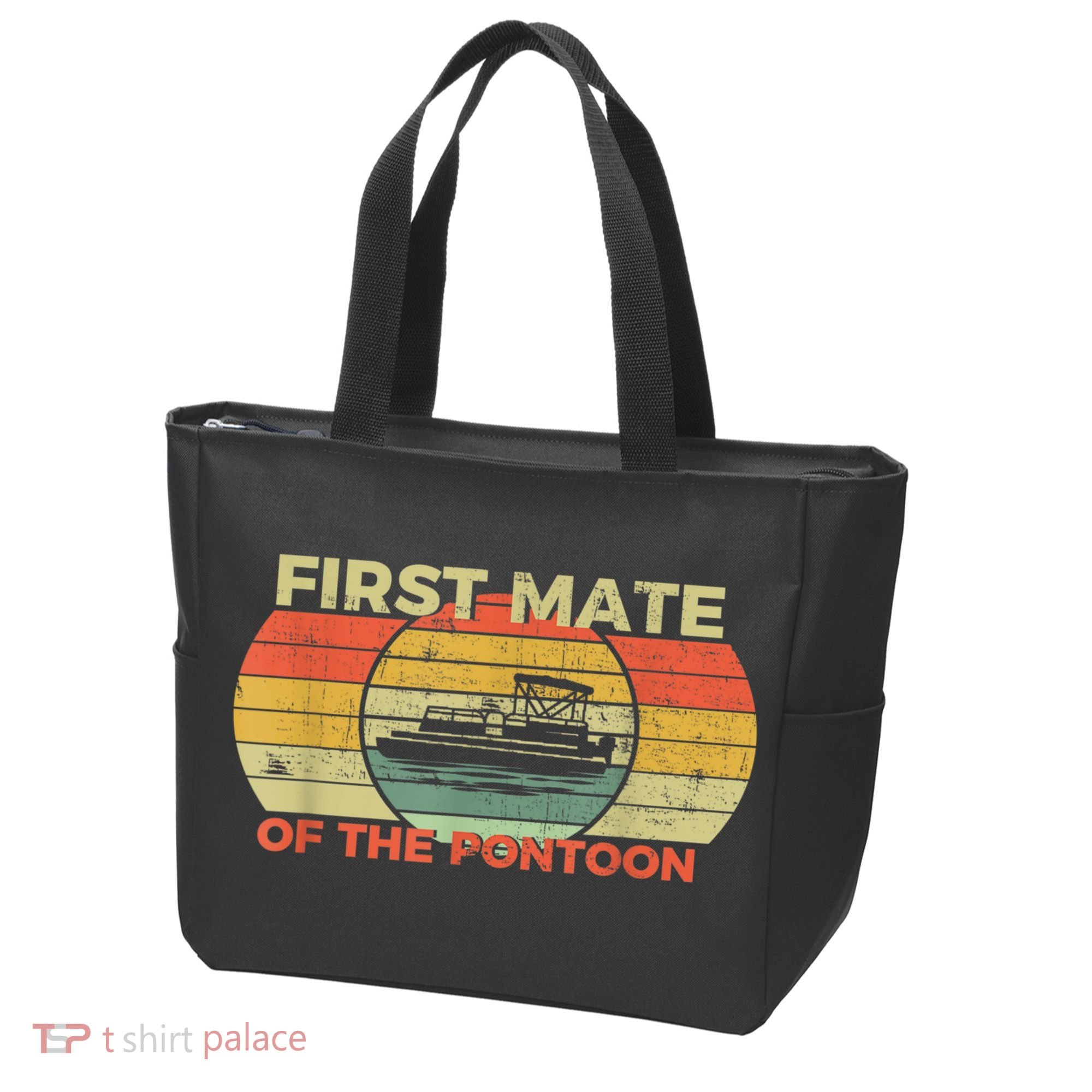 Retro First Mate Pontoon Captain Boat Boating Pontooning Tote Bag