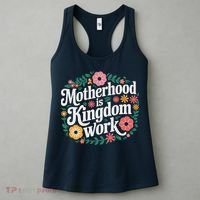 Retro Floral Motherhood Is Kingdom Work MotherS Day Mom Women's Tank Top thumb 3