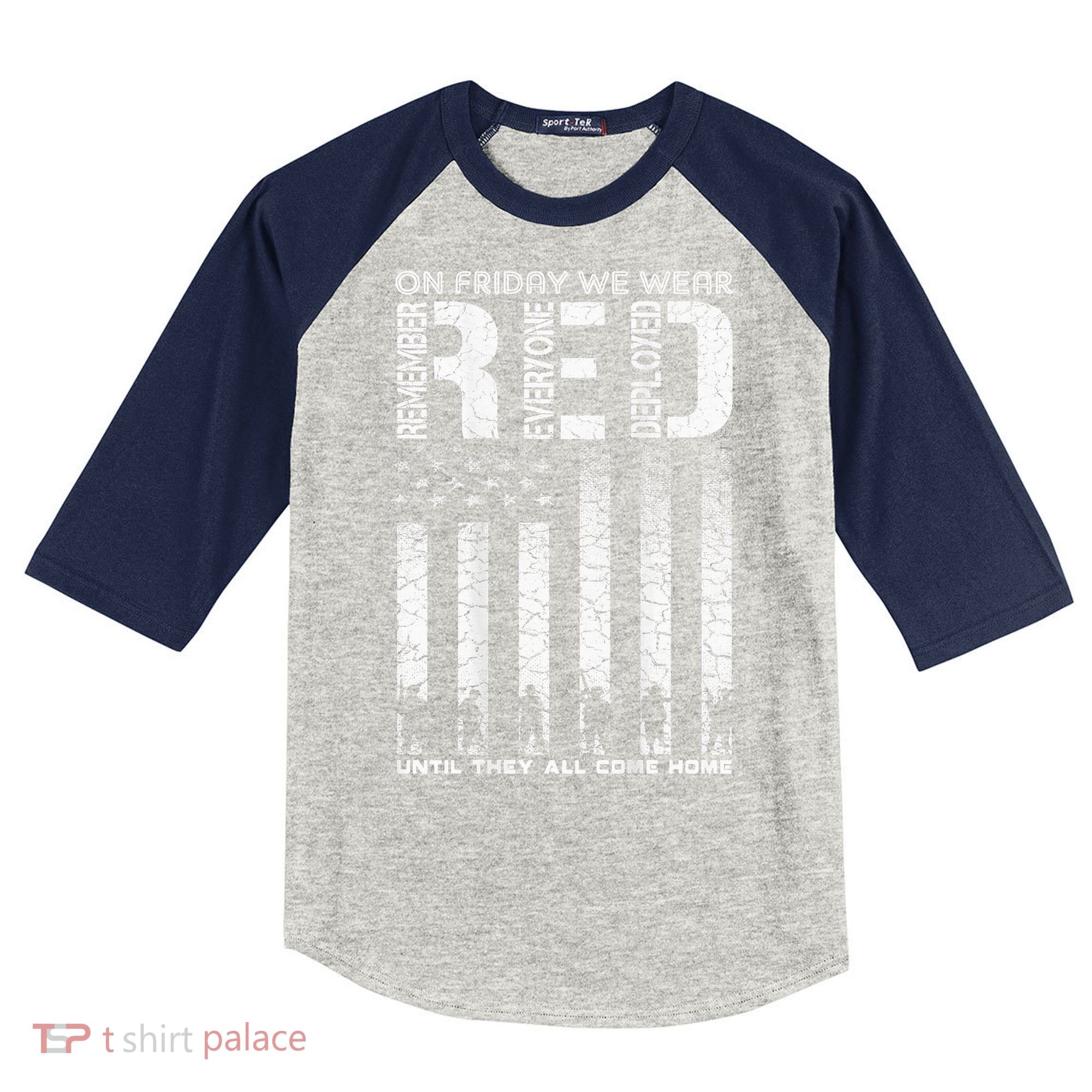 Red Friday Military On Friday We Wear Red Veteran Kids Colorblock Raglan Jersey