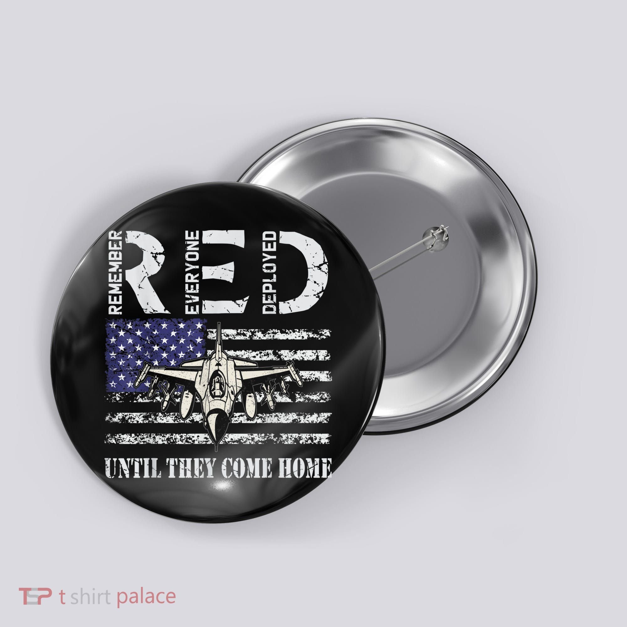 RED Friday Military S Air Force USAF US Flag Veteran Button