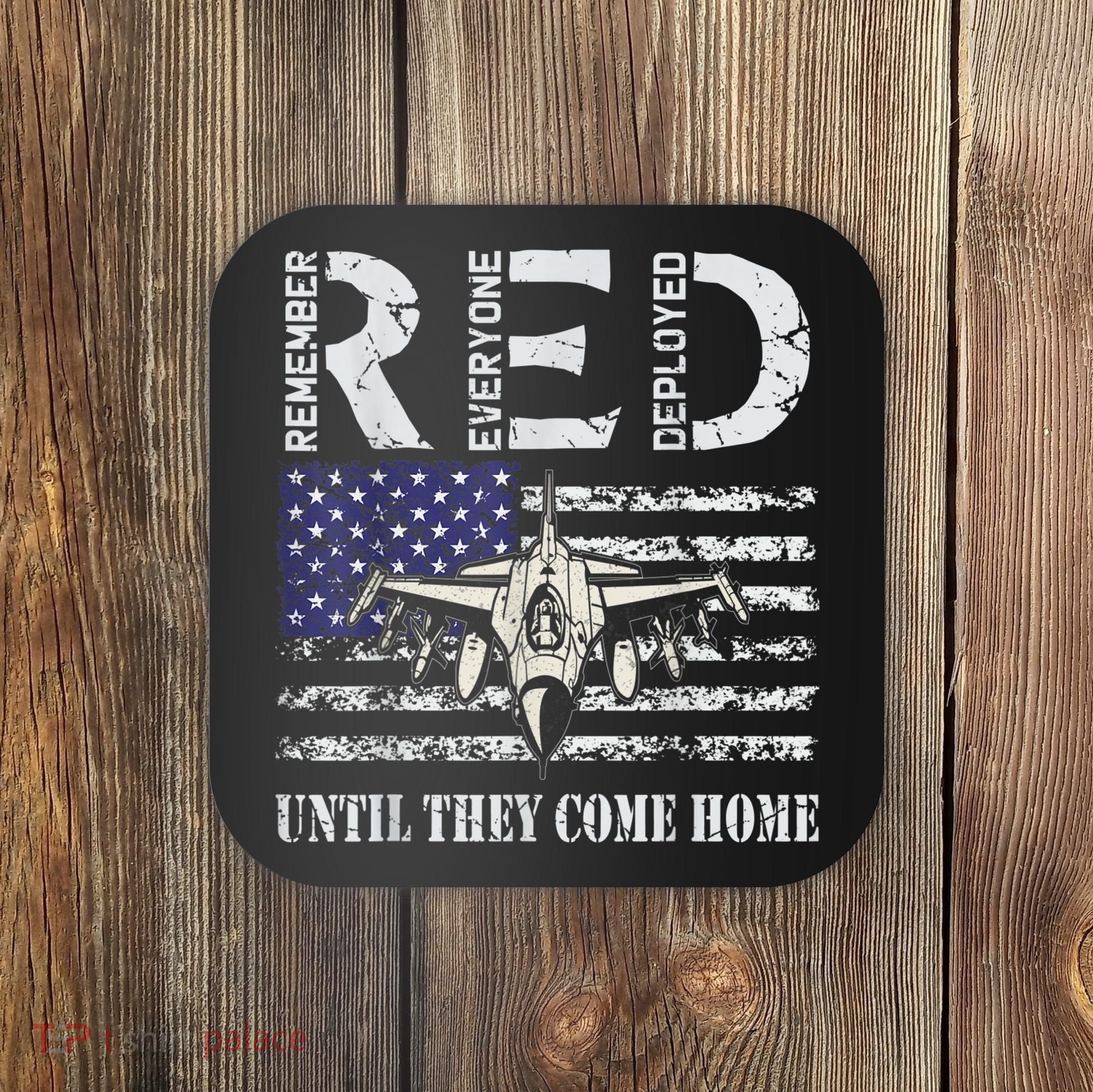 RED Friday Military S Air Force USAF US Flag Veteran Coaster