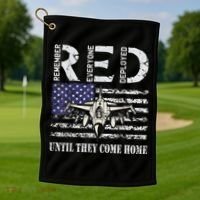 RED Friday Military S Air Force USAF US Flag Veteran Golf Towel thumb 1