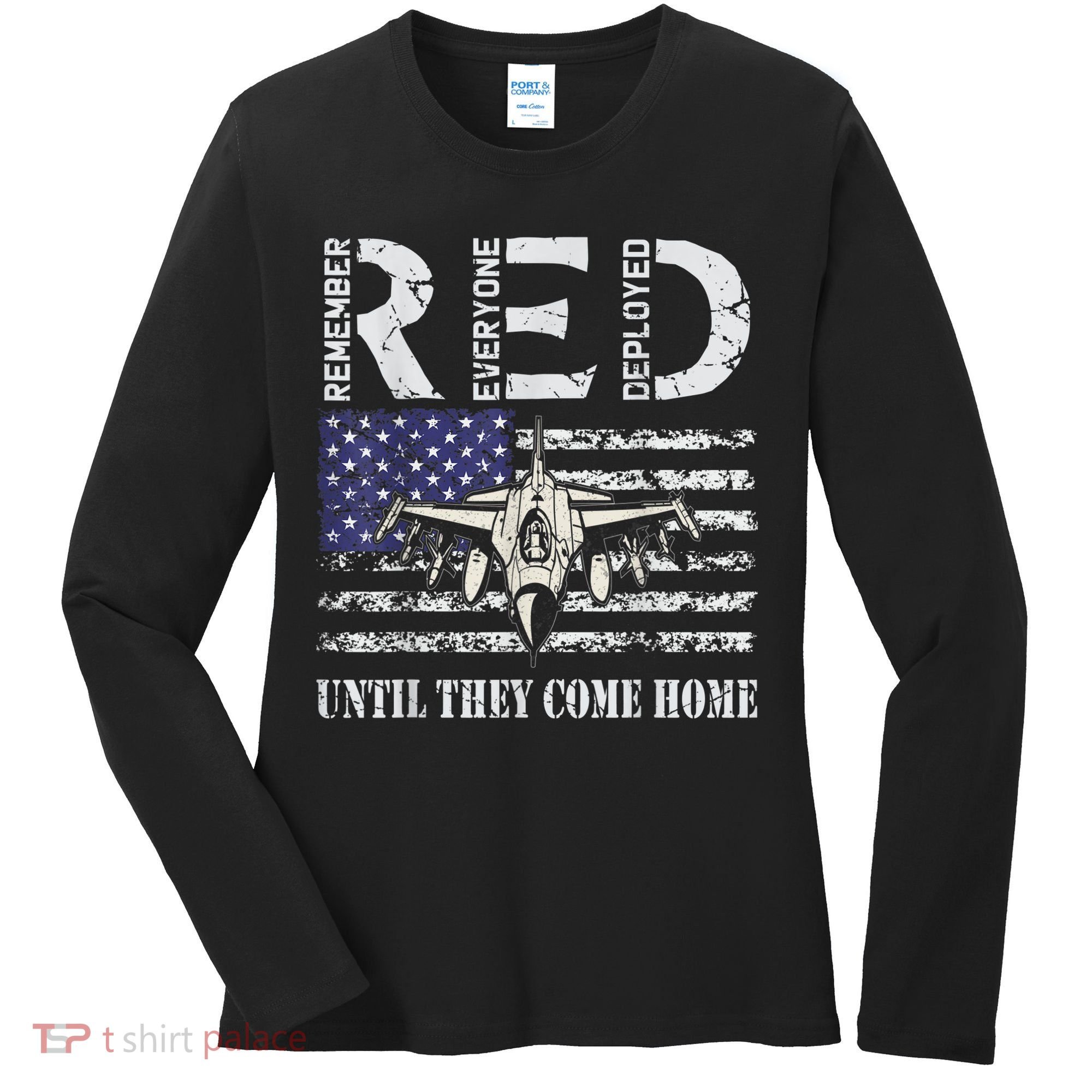 RED Friday Military S Air Force USAF US Flag Veteran Women's Long Sleeve Shirt