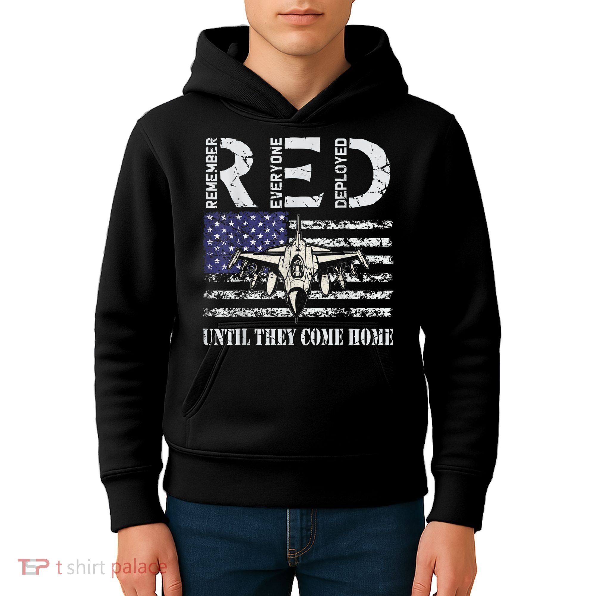 RED Friday Military S Air Force USAF US Flag Veteran Kids Hoodie