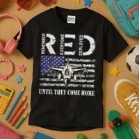 RED Friday Military S Air Force USAF US Flag Veteran Kids T-Shirt thumb 3