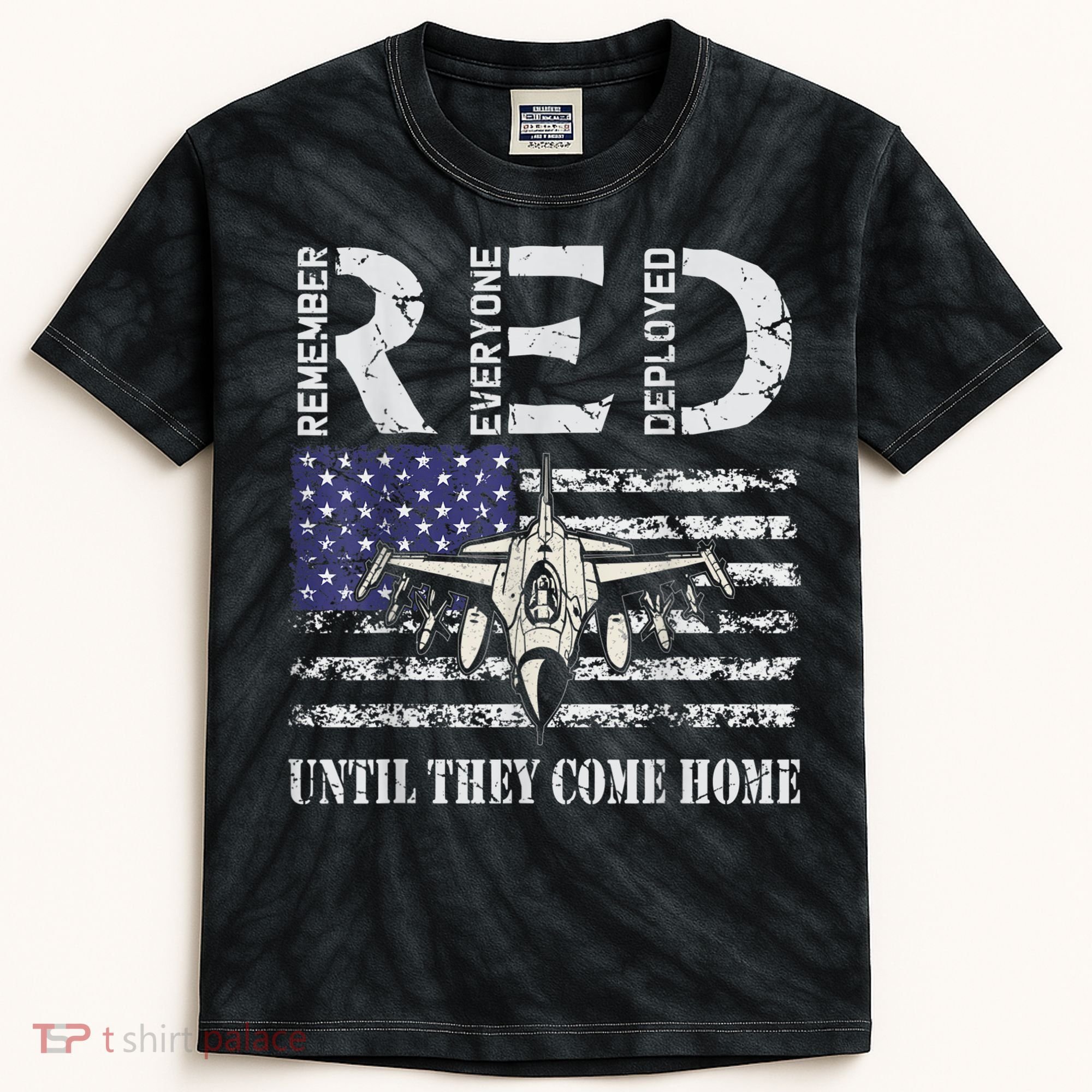 RED Friday Military S Air Force USAF US Flag Veteran Kids Tie-Dye T-Shirt