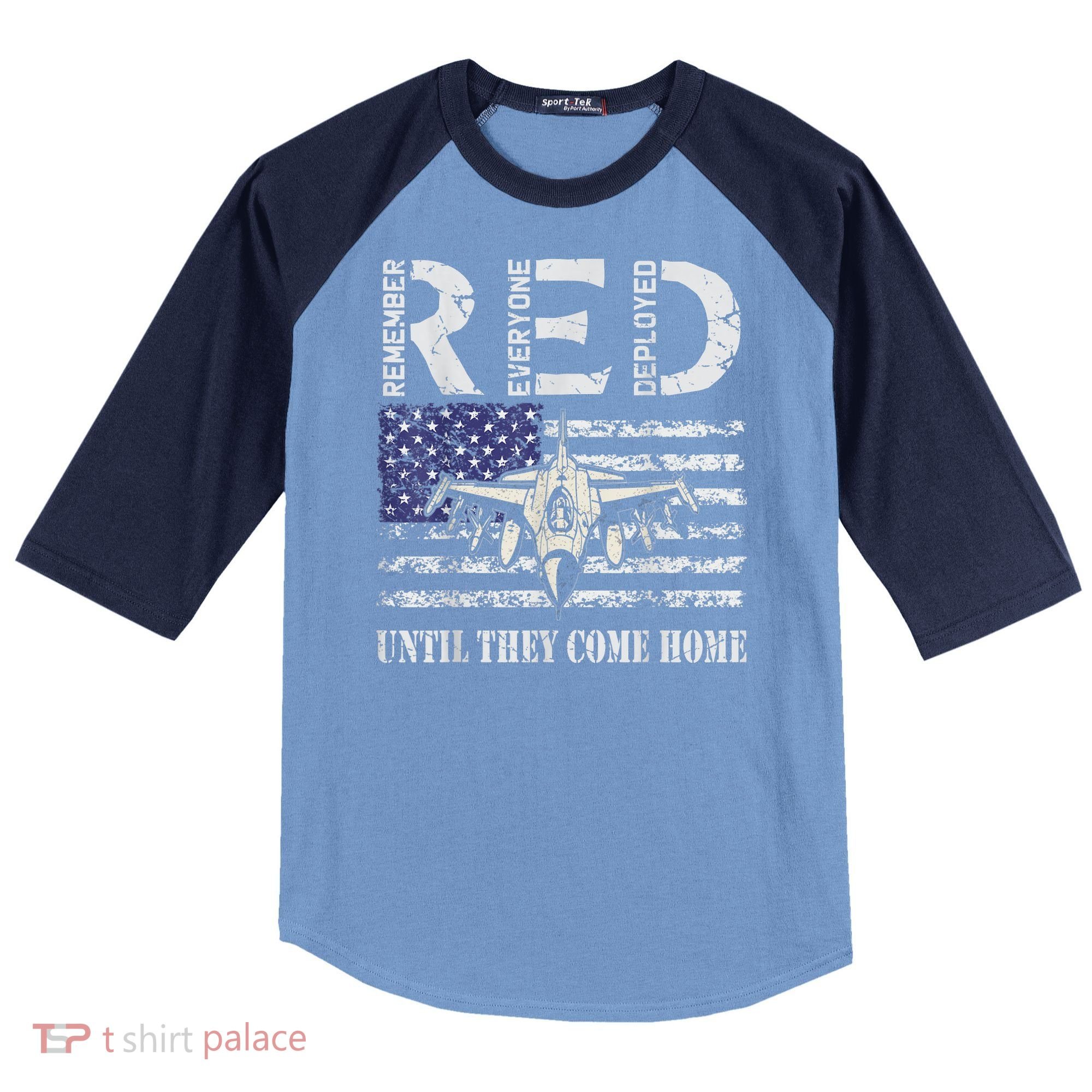 RED Friday Military S Air Force USAF US Flag Veteran Raglan Baseball Sleeve Shirt
