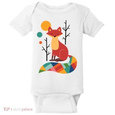 Rainbow Fox Nature Gift Baby Bodysuit