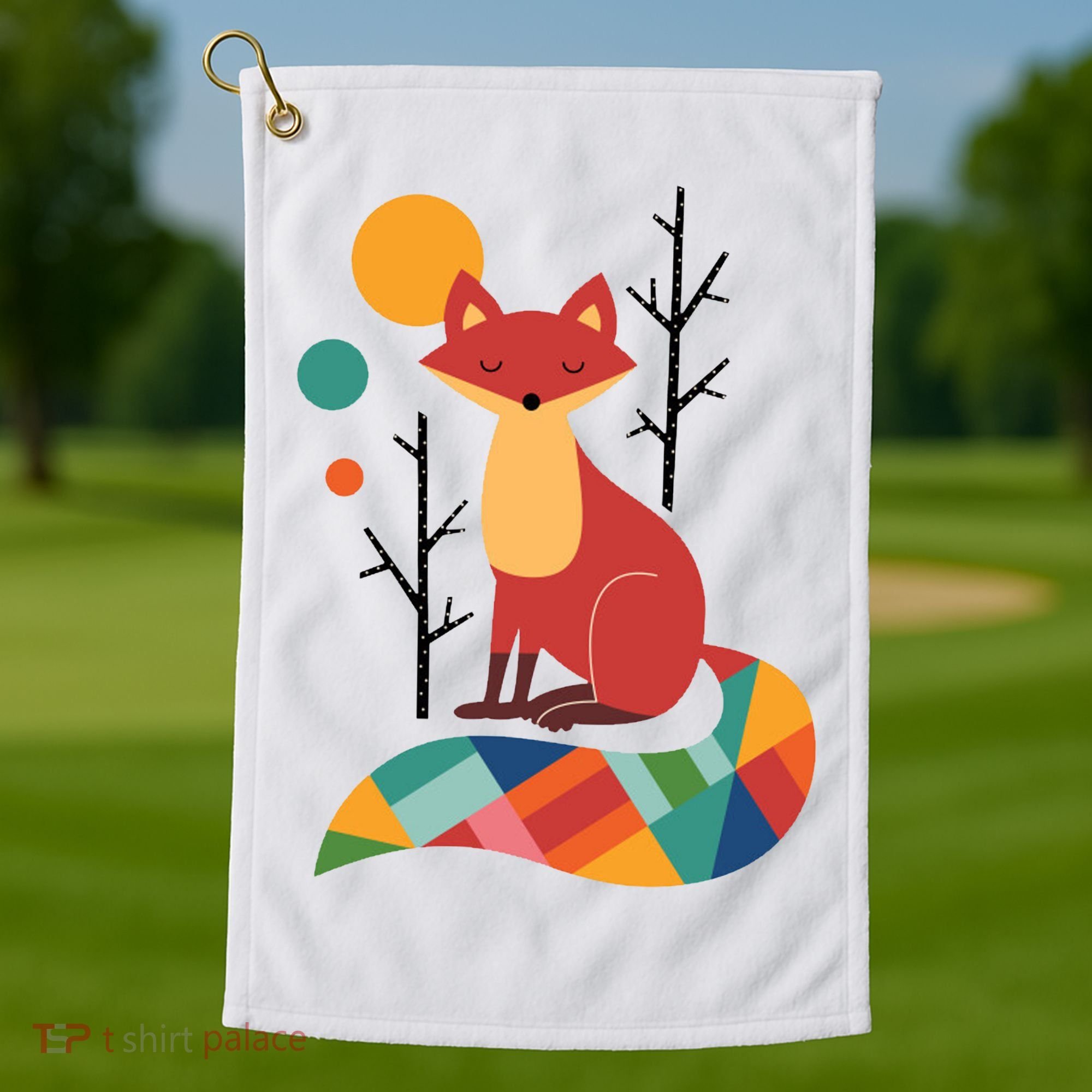 Rainbow Fox Nature Gift Golf Towel