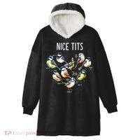 Retro Funny Nice Tits Birds Birdwatcher Bird Watching Humor Gift Hooded Wearable Blanket thumb 0