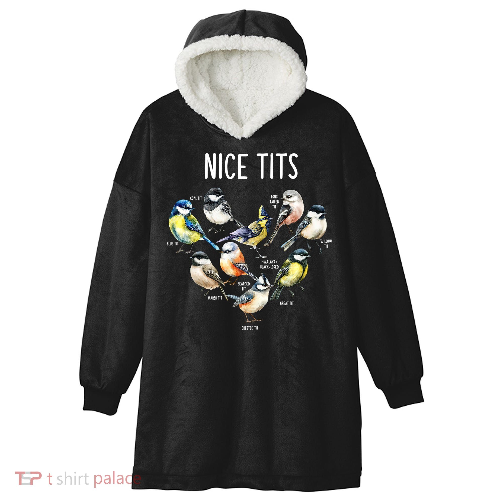Retro Funny Nice Tits Birds Birdwatcher Bird Watching Humor Gift Hooded Wearable Blanket