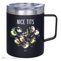 Retro Funny Nice Tits Birds Birdwatcher Bird Watching Humor Gift 12oz Stainless Steel Coffee Mug thumb 0