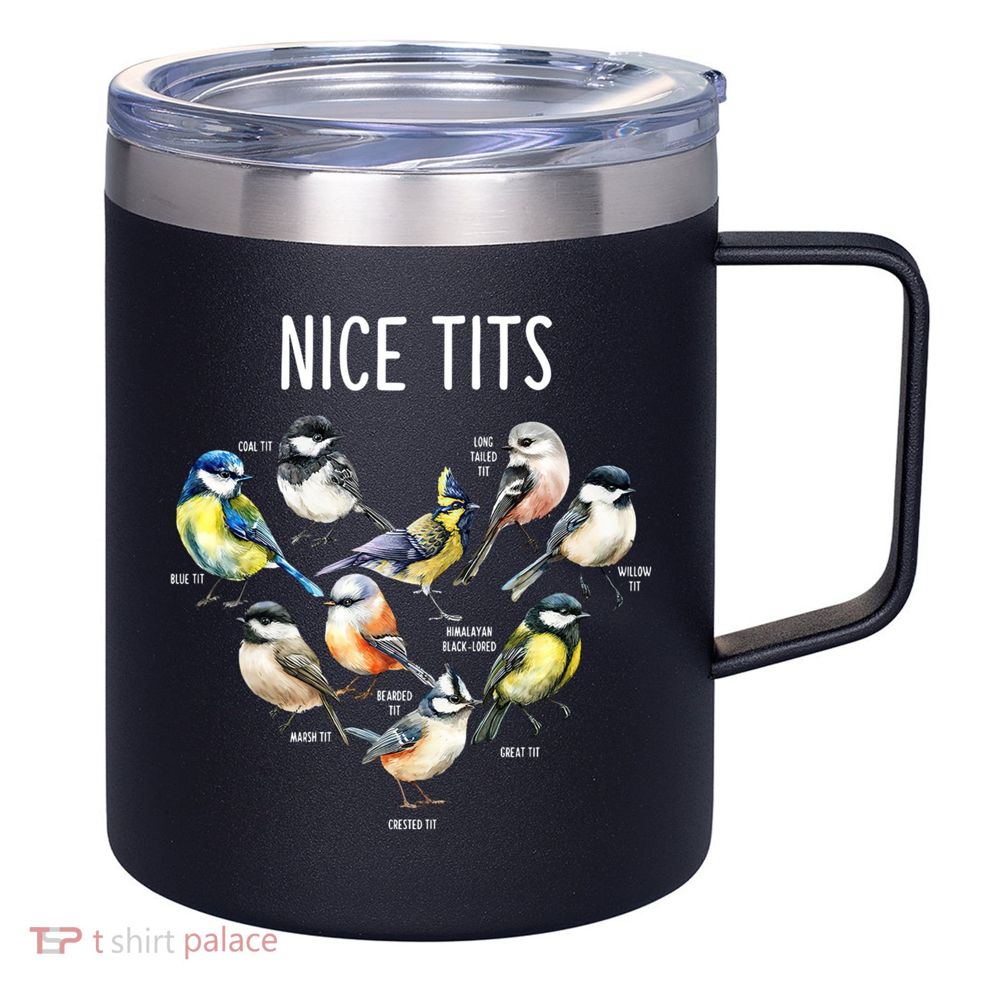 Retro Funny Nice Tits Birds Birdwatcher Bird Watching Humor Gift 12oz Stainless Steel Coffee Mug