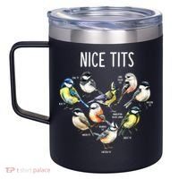 Retro Funny Nice Tits Birds Birdwatcher Bird Watching Humor Gift 12oz Stainless Steel Coffee Mug thumb 2