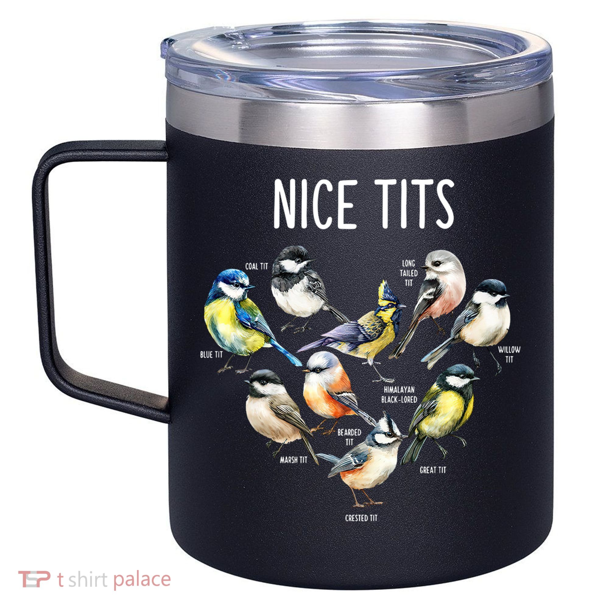 Retro Funny Nice Tits Birds Birdwatcher Bird Watching Humor Gift 12oz Stainless Steel Coffee Mug
