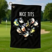 Retro Funny Nice Tits Birds Birdwatcher Bird Watching Humor Gift Golf Towel thumb 1