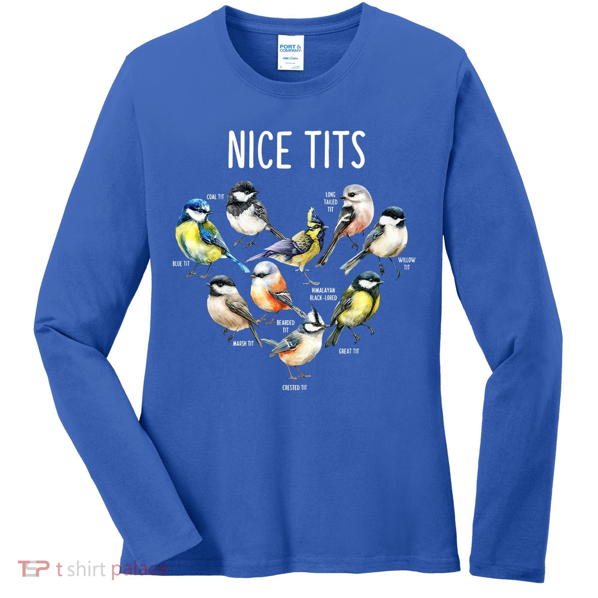 Retro Funny Nice Tits Birds Birdwatcher Bird Watching Humor Gift Women's Long Sleeve Shirt
