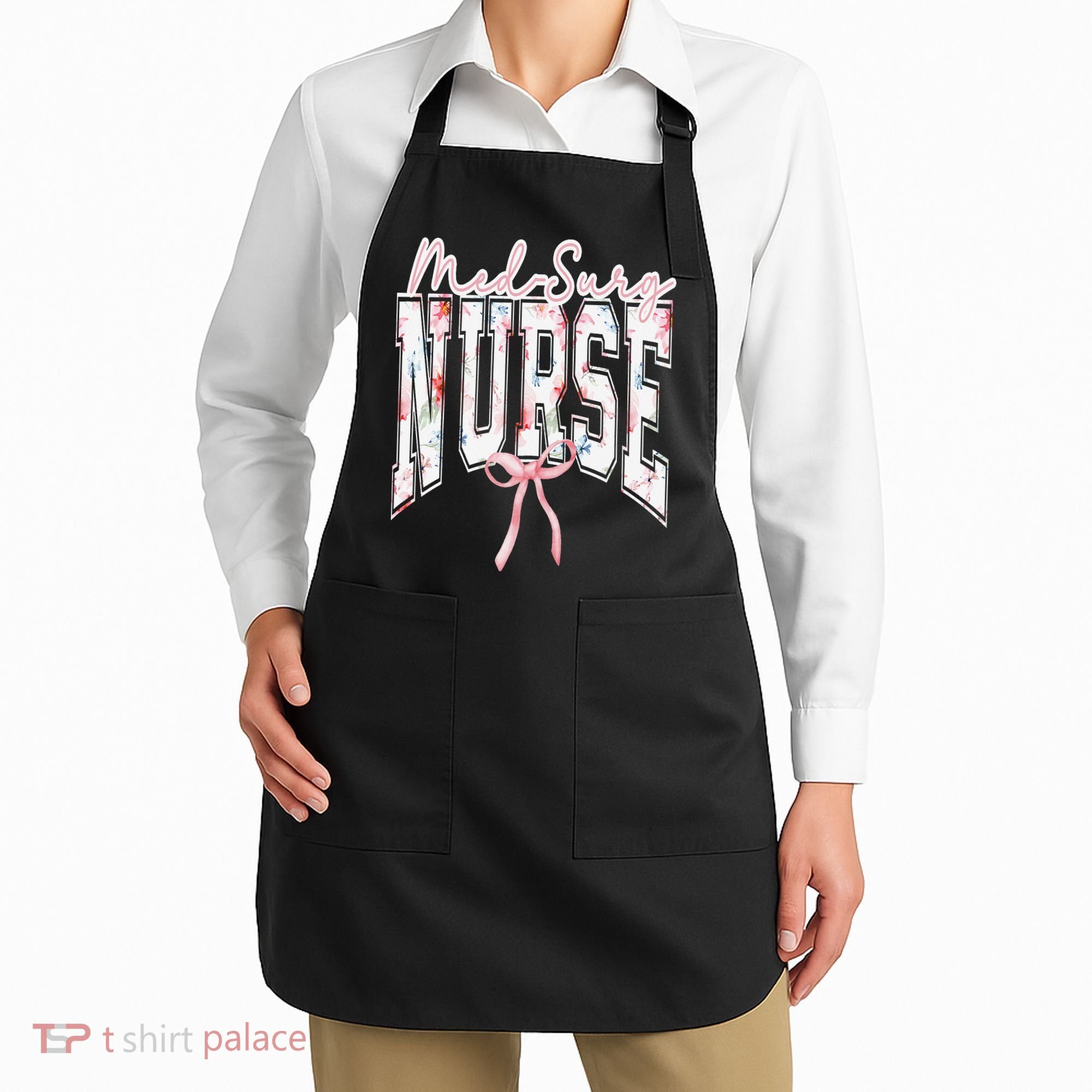 Retro Flroal Operating Room Nurse Coquette Bow OR Nursing Apron