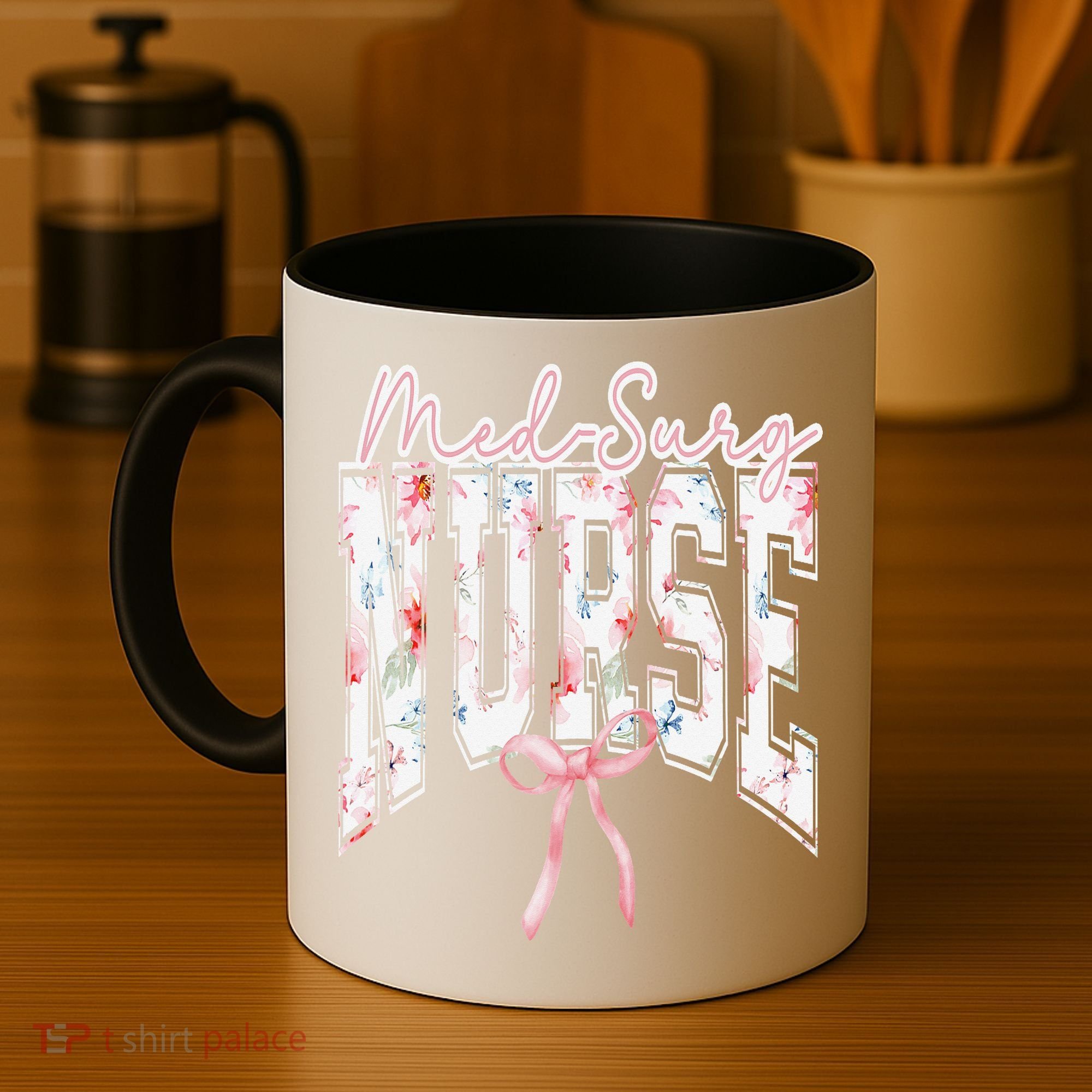 Retro Flroal Operating Room Nurse Coquette Bow OR Nursing Coffee Mug