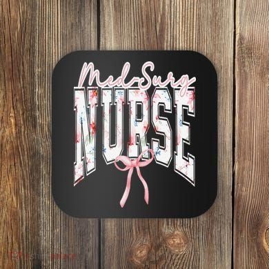 Retro Flroal Operating Room Nurse Coquette Bow OR Nursing Coaster
