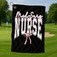 Retro Flroal Operating Room Nurse Coquette Bow OR Nursing Golf Towel thumb 1