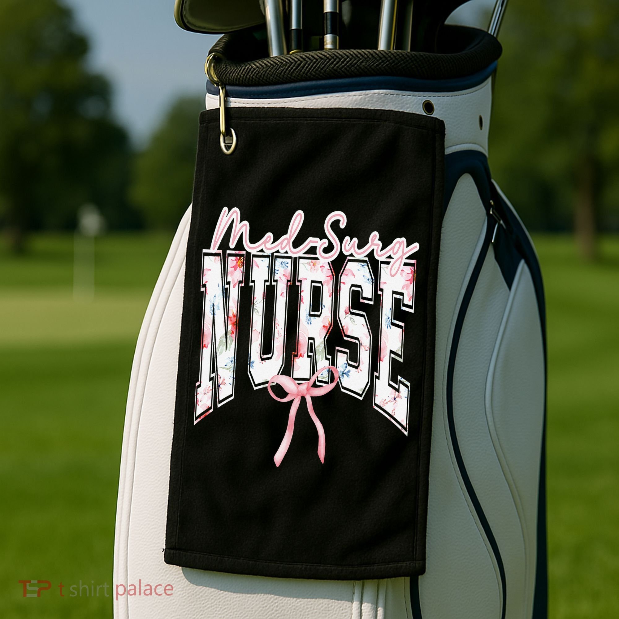 Retro Flroal Operating Room Nurse Coquette Bow OR Nursing Golf Towel