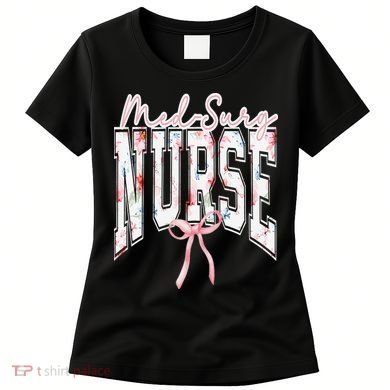 Retro Flroal Operating Room Nurse Coquette Bow OR Nursing Women's T-Shirt
