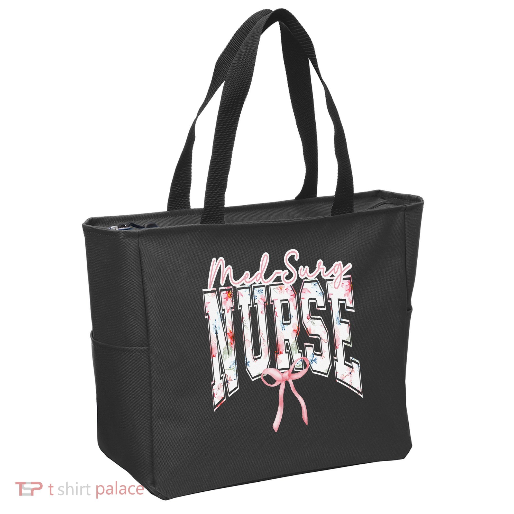 Retro Flroal Operating Room Nurse Coquette Bow OR Nursing Tote Bag