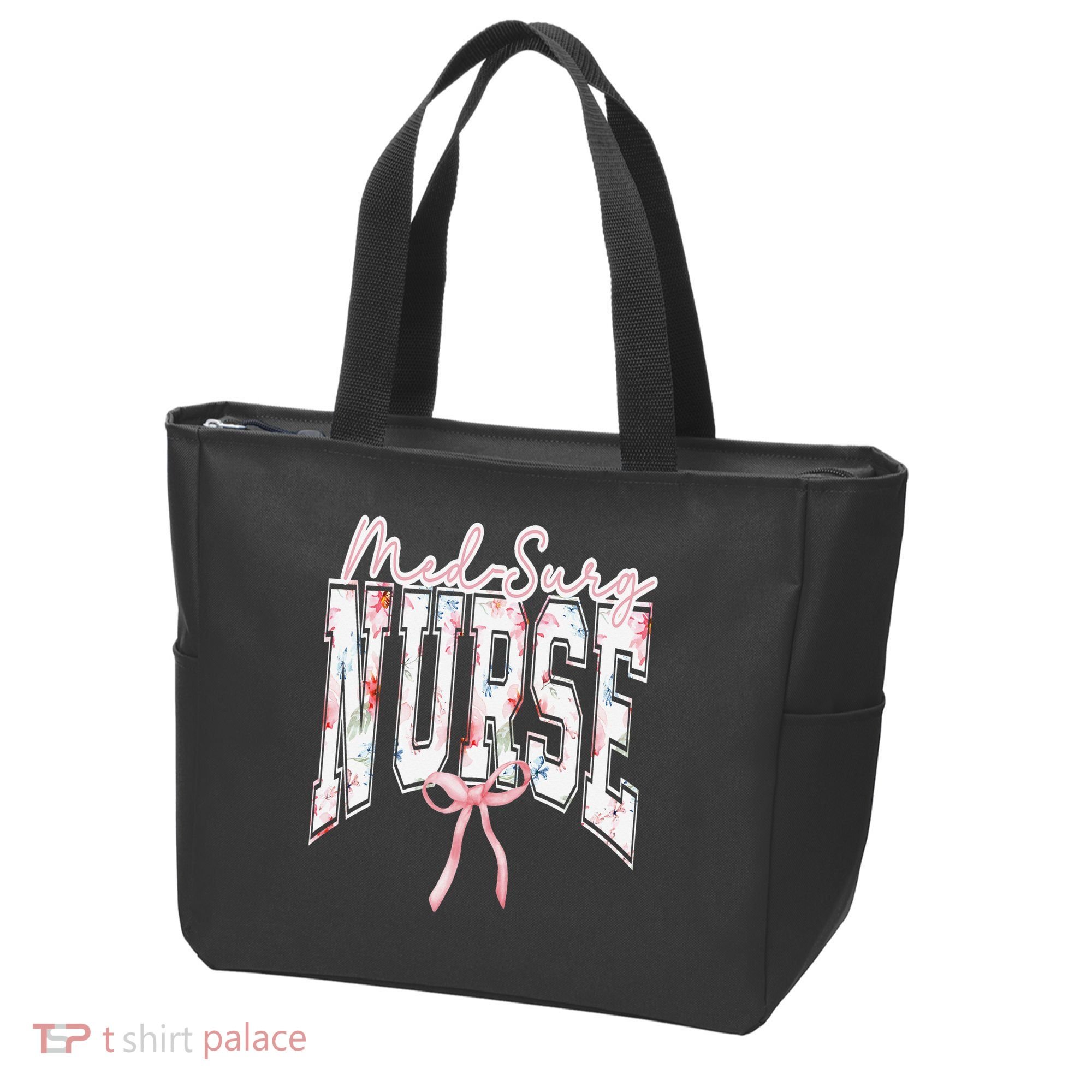 Retro Flroal Operating Room Nurse Coquette Bow OR Nursing Tote Bag