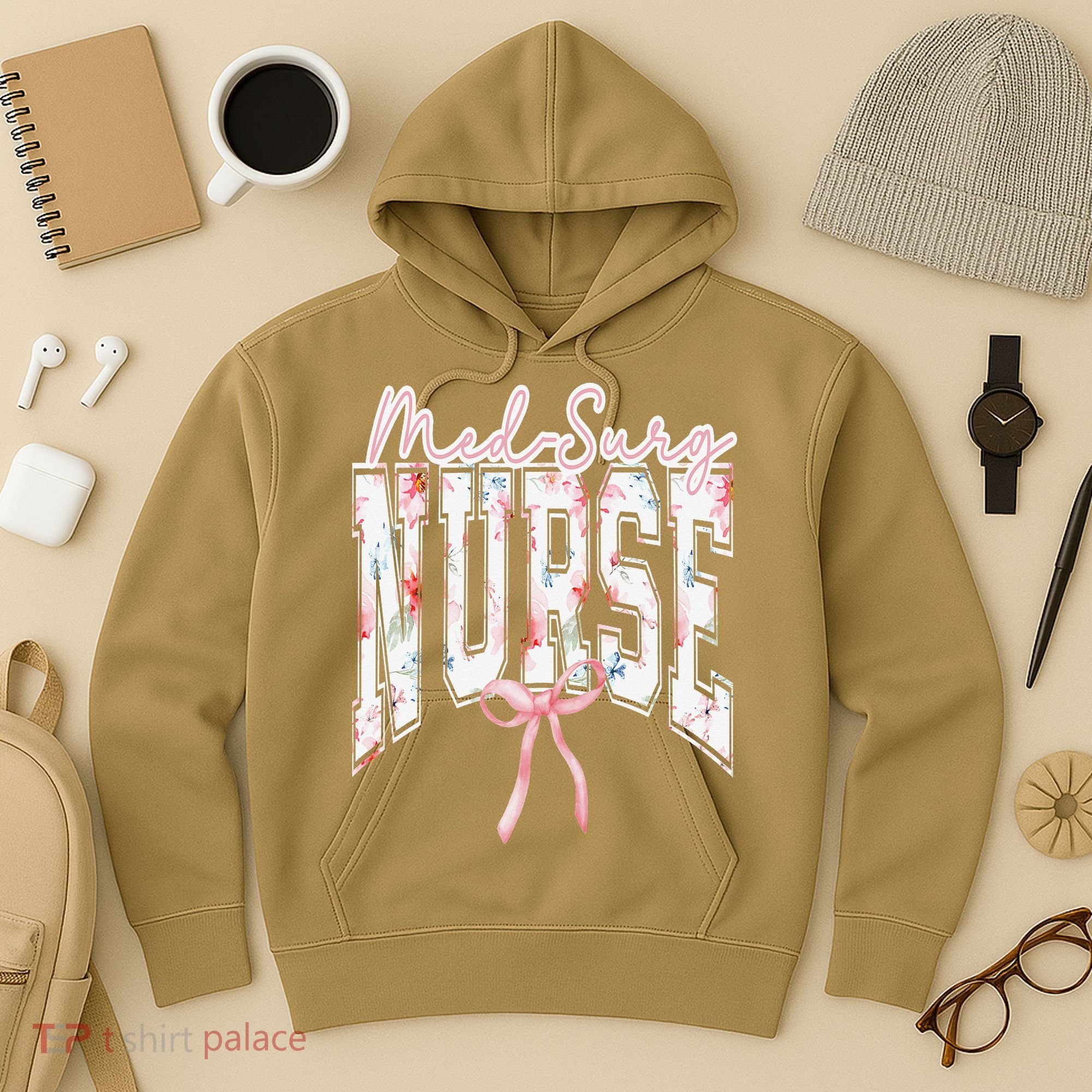 Retro Flroal Operating Room Nurse Coquette Bow OR Nursing Hoodie