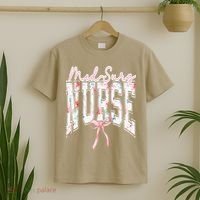 Retro Flroal Operating Room Nurse Coquette Bow OR Nursing T-Shirt thumb 2