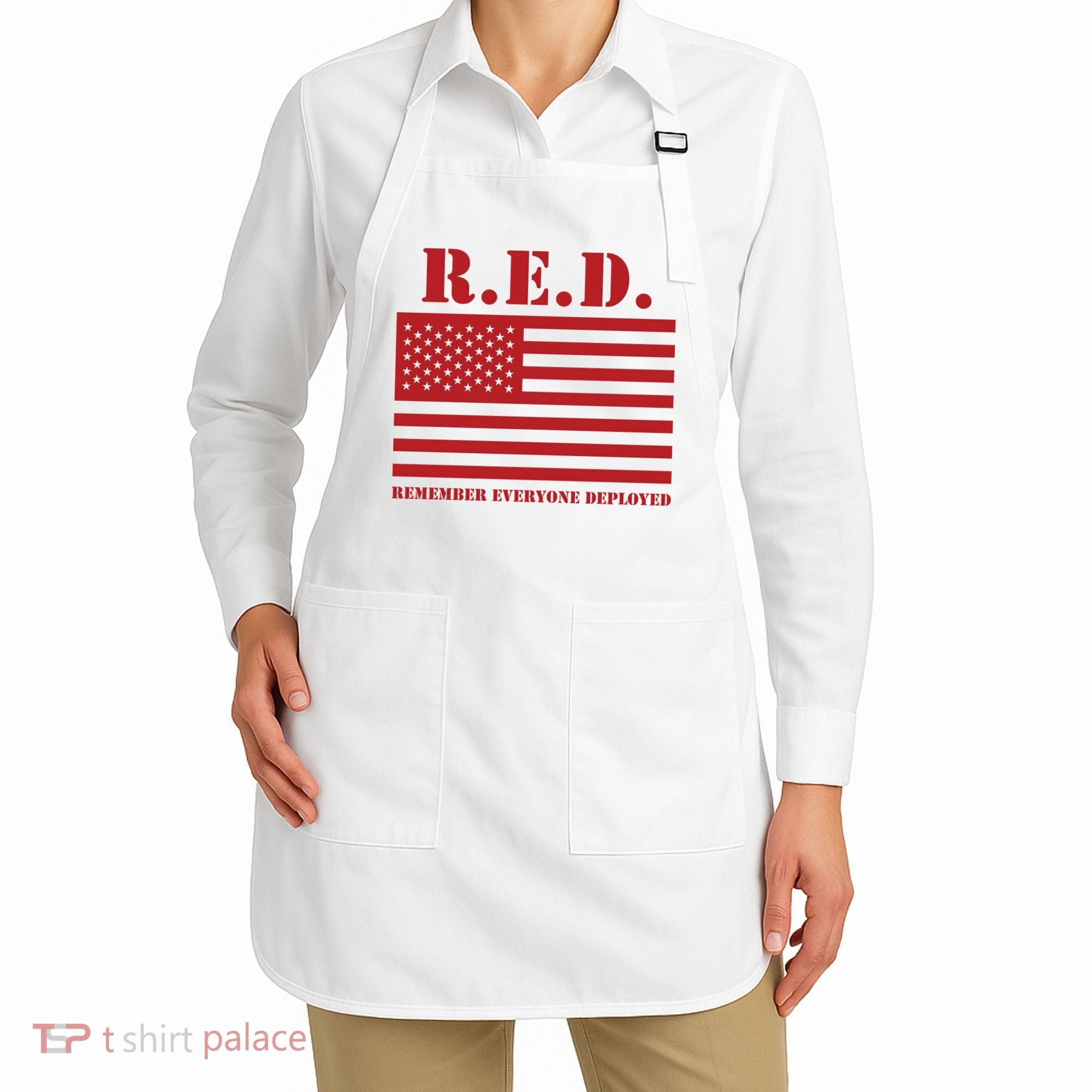 R.E.D. Friday | On Fridays We Wear Red | Remember Everyone Deployed Apron