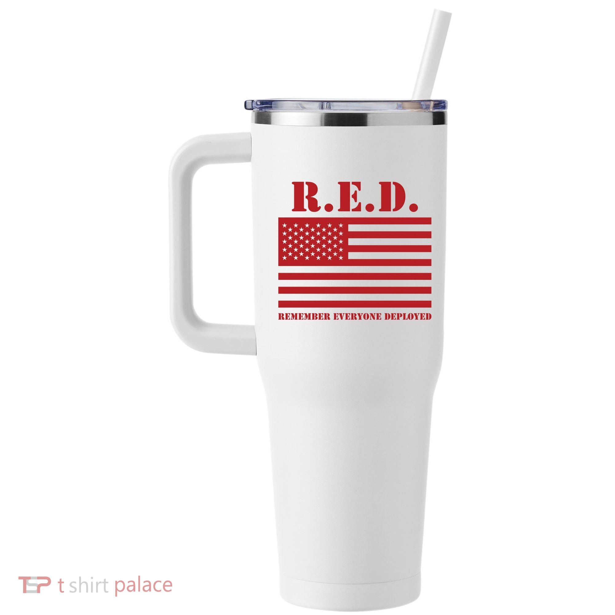 R.E.D. Friday | On Fridays We Wear Red | Remember Everyone Deployed 40oz Vacuum Insulated Stainless Steel Travel Tumbler
