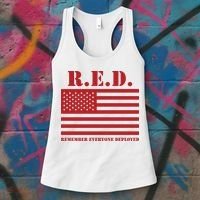 R.E.D. Friday | On Fridays We Wear Red | Remember Everyone Deployed Women's Tank Top thumb 3
