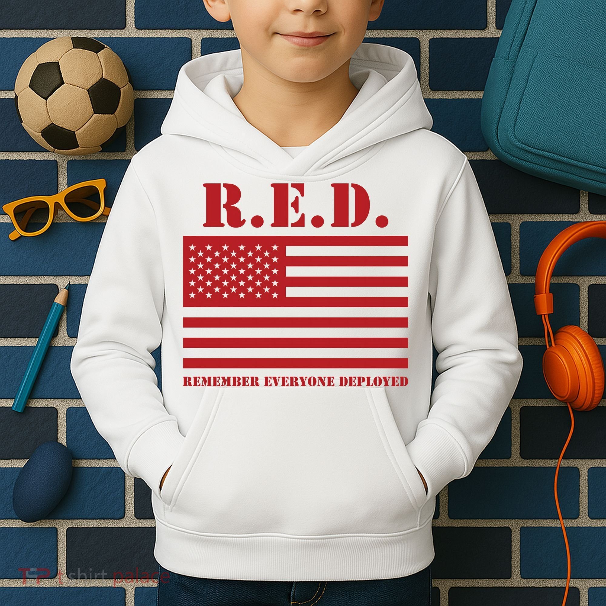 R.E.D. Friday | On Fridays We Wear Red | Remember Everyone Deployed Kids Hoodie