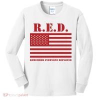 R.E.D. Friday | On Fridays We Wear Red | Remember Everyone Deployed Kids Long Sleeve Shirt thumb 0