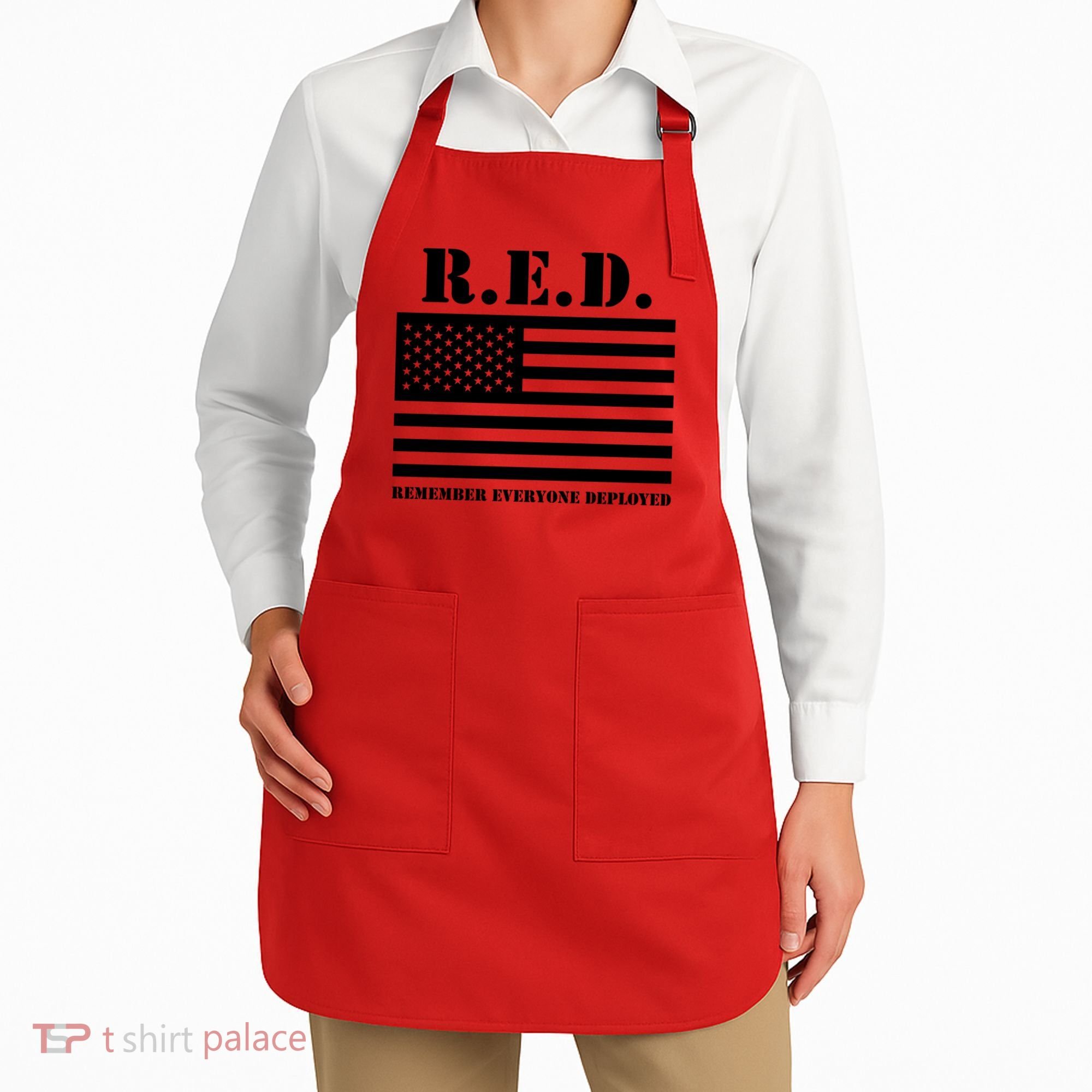 R.E.D. Friday | On Fridays We Wear Red | Remember Everyone Deployed Apron