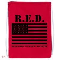 R.E.D. Friday | On Fridays We Wear Red | Remember Everyone Deployed Drawstring Bag thumb 0