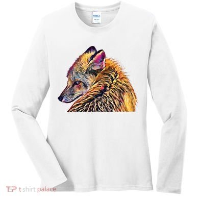 Red Fox Oil Paint Filter Fox Lover Great Gift Women's Long Sleeve Shirt
