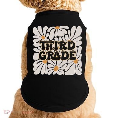 Retro Flower Power Squared Third 3rd Grade Back To School Doggie Tank