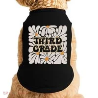 Retro Flower Power Squared Third 3rd Grade Back To School Doggie Tank thumb 0