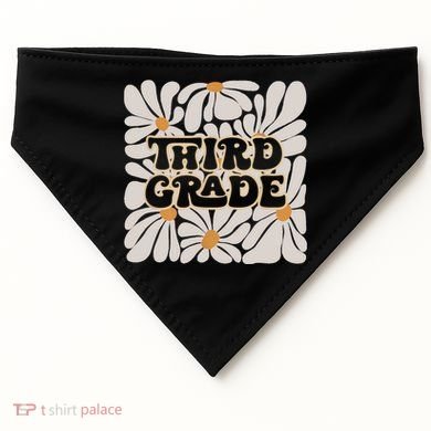 Retro Flower Power Squared Third 3rd Grade Back To School USA-Made Doggie Bandana