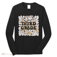 Retro Flower Power Squared Third 3rd Grade Back To School Long Sleeve Shirt thumb 0