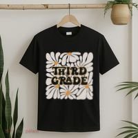 Retro Flower Power Squared Third 3rd Grade Back To School T-Shirt thumb 2