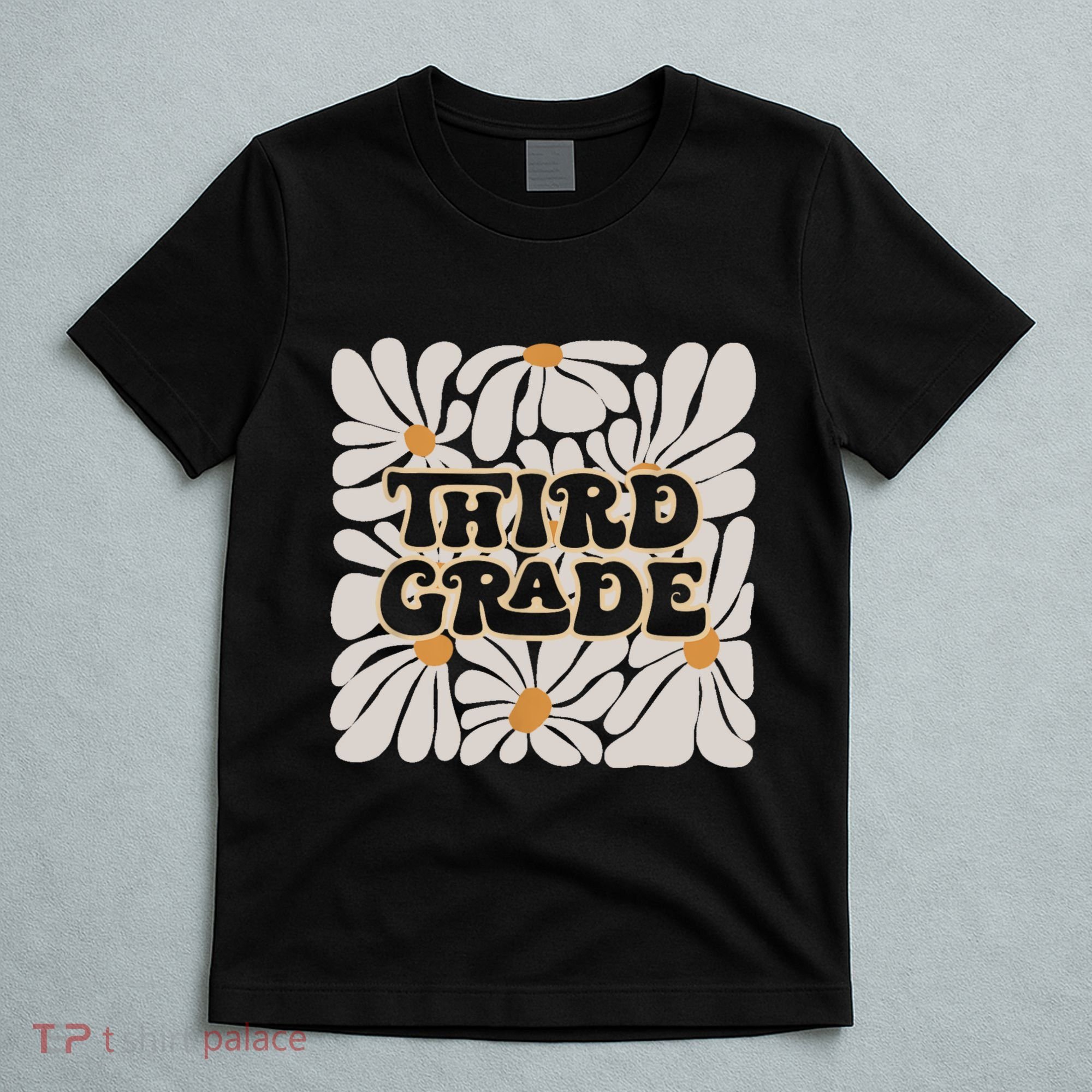 Retro Flower Power Squared Third 3rd Grade Back To School T-Shirt