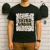 Retro Flower Power Squared Third 3rd Grade Back To School T-Shirt thumb 6