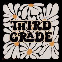 Retro Flower Power Squared Third 3rd Grade Back To School Button thumb 1