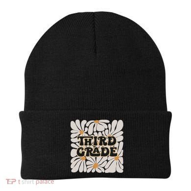 Retro Flower Power Squared Third 3rd Grade Back To School Beanie
