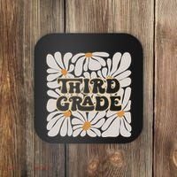 Retro Flower Power Squared Third 3rd Grade Back To School Coaster thumb 0